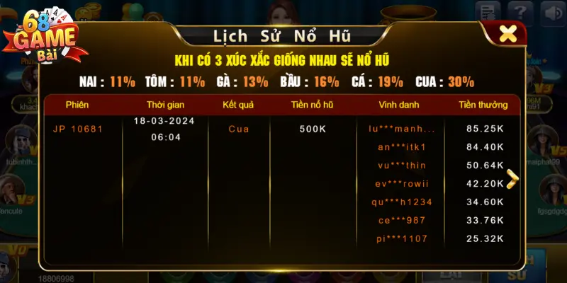 Mẹo Chơi Bầu Cua 68 Game Bài Trúng Thưởng Cực Đã 5 Theo dõi lịch sử đặt cược ở những ván game trước