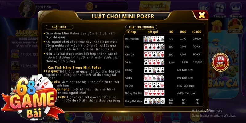 Poker Texas Hold’em 68 game bài - Phiên bản game quốc tế 2 Luật chơi trong Poker Texas Hold’em 68 game bài