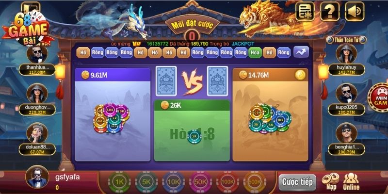 Rồng Hổ Đại Chiến 68 Game Bài - Trò Chơi Gây Sốt Cộng Đồng 1 image 3