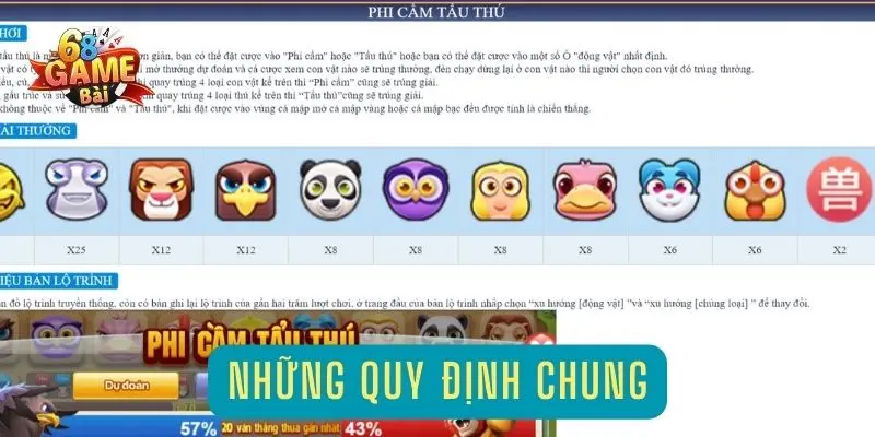 Trải nghiệm game Phi cầm tẩu thú độc lạ tại cổng game 68 game bài 2 quy tac co ban phi cam tau thu 68 game bai